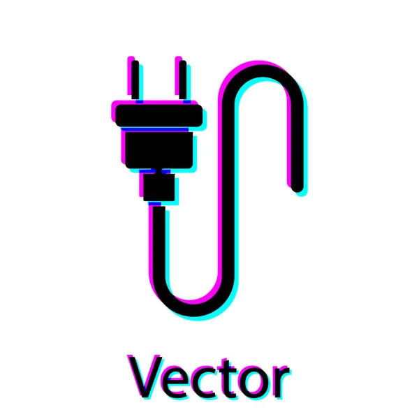 Icono Enchufe Eléctrico Negro Aislado Sobre Fondo Blanco Concepto Conexión — Vector de stock