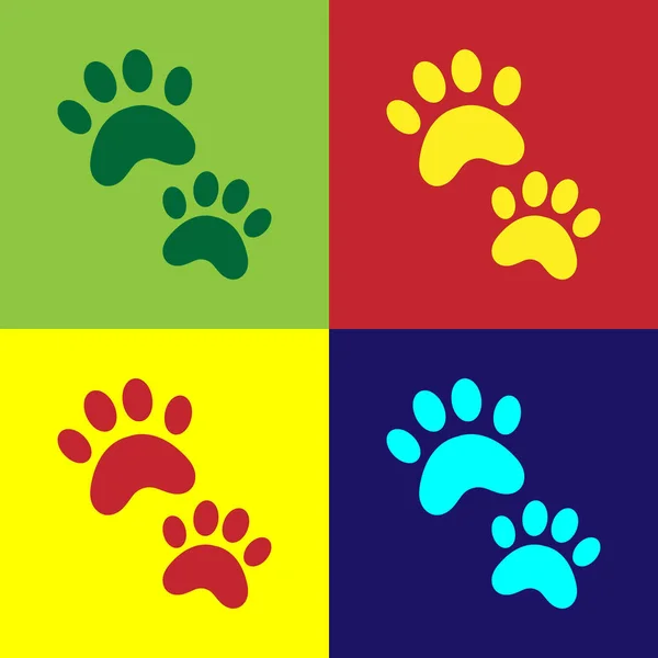 Pop Art Paw Print Icon Isolated Color Background Dog Cat — Stock Vector
