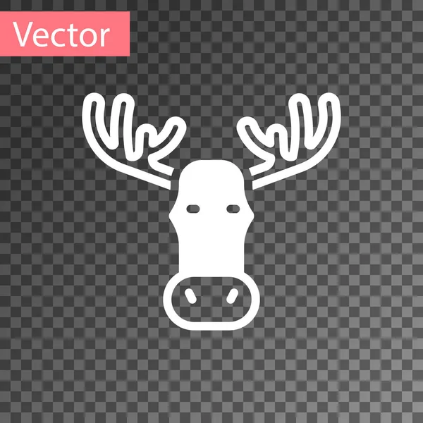 Weißer Elchkopf Mit Hörner Symbol Isoliert Auf Transparentem Hintergrund Vektor — Stockvektor
