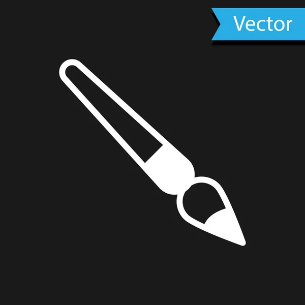 Icono Pincel Blanco Aislado Sobre Fondo Negro Vector — Vector de stock