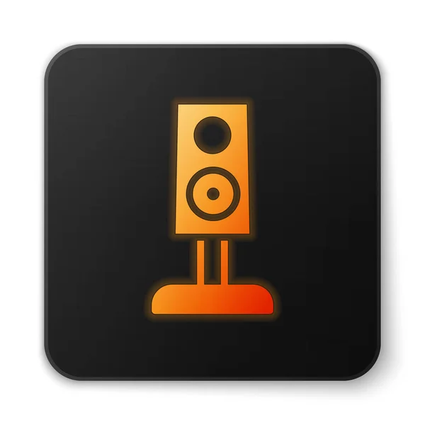 Icono Altavoz Estéreo Neón Brillante Naranja Aislado Sobre Fondo Blanco — Vector de stock