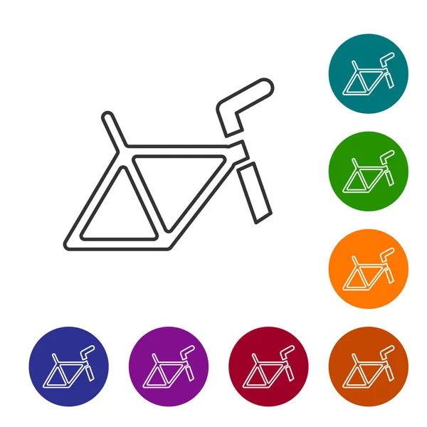 Schwarze Linie Fahrradrahmen Symbol Isoliert Auf Weißem Hintergrund Setzen Sie — Stockvektor