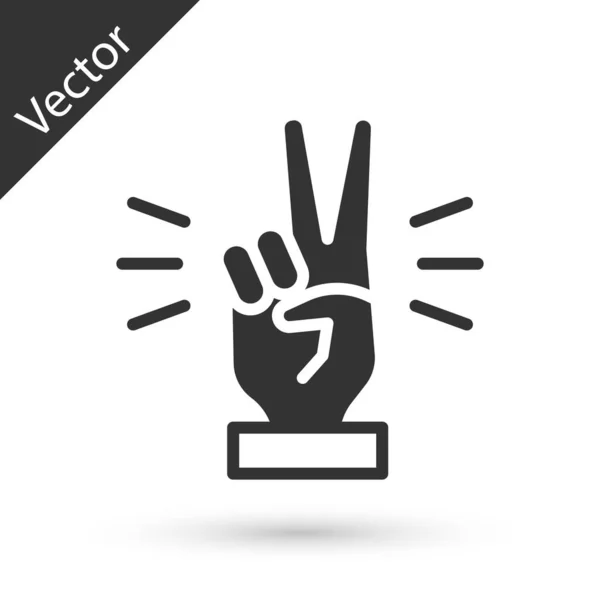 Grey Hand Showing Two Finger Icon Isolated White Background Victory — Stock Vector