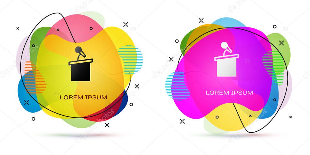 Color Stage stand or debate podium rostrum icon isolated on white background. Conference speech tribune. Abstract banner with liquid shapes. Vector.