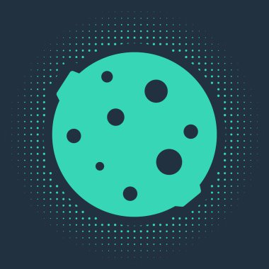 Mavi arkaplanda yeşil ay simgesi izole edildi. Soyut çember rastgele noktalar. Vektör İllüstrasyonu.