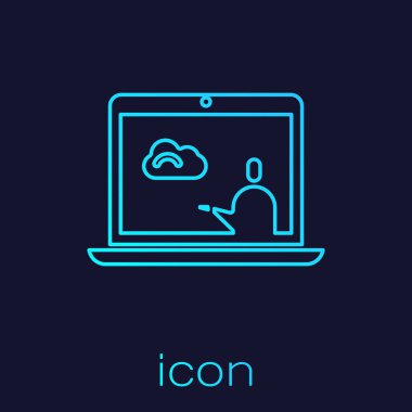 Turkuaz hat hava tahmini ikonu mavi arkaplanda izole edildi. Vektör İllüstrasyonu.