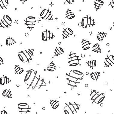 Siyah çizgi Tornado simgesi beyaz arkaplandaki kusursuz deseni izole etti. Vektör İllüstrasyonu.