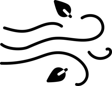 Siyah Rüzgar simgesi beyaz arkaplanda izole edildi. Rüzgarlı bir hava. Vektör İllüstrasyonu.