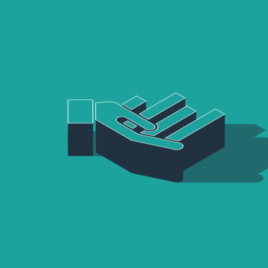 Isometric Pie grafik bilgi simgesi yeşil arkaplanda izole edildi. Diyagram çizelgesi. Vektör İllüstrasyonu.