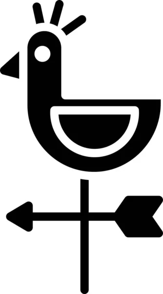 Черный Петух Флюгер Значок Изолирован Белом Фоне Метеорологический Знак Петух — стоковый вектор