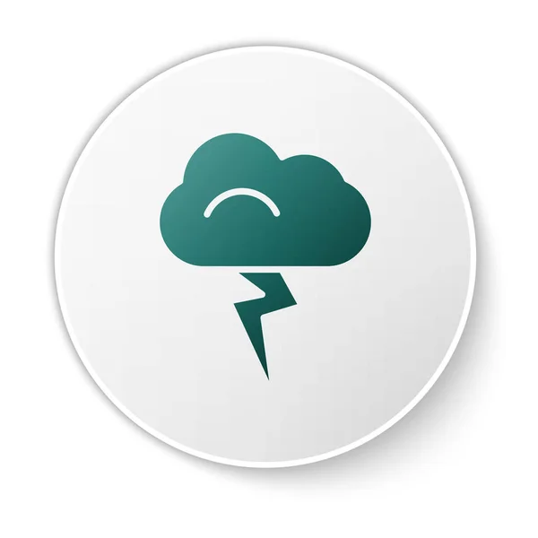 Иконка Green Storm Выделена Белом Фоне Знак Облака Молнии Метеосимвол — стоковый вектор