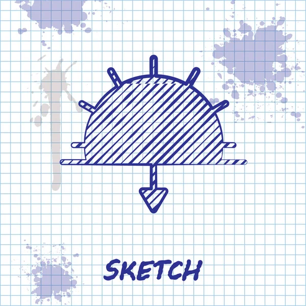 Sketch Line Ícone Pôr Sol Isolado Fundo Branco Ilustração Vetorial — Vetor de Stock