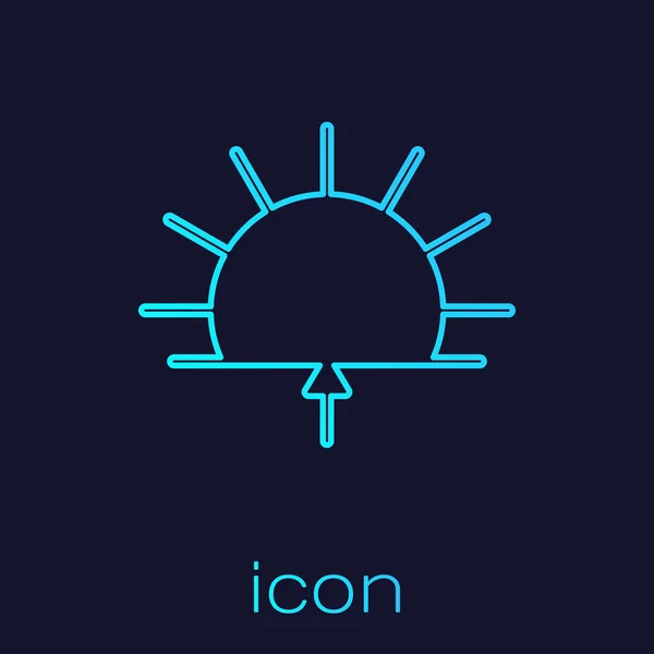 Бірюзова Лінія Ікона Sunrise Ізольована Синьому Фоні Векторний Приклад — стоковий вектор