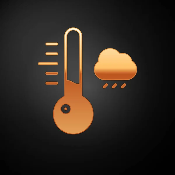 Gold Meteorology Thermometer Measuring Icon Isolated Black Background Thermometer Equipment — Stock Vector