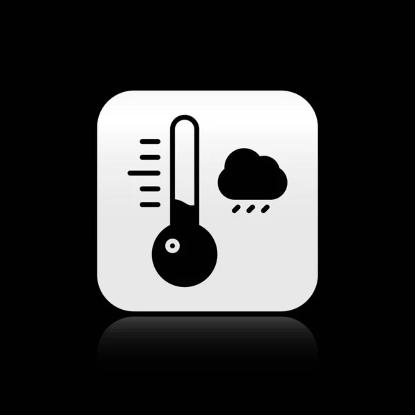 Термометр Чорної Метеорології Вимірює Ікону Ізольовану Чорному Тлі Обладнання Термометра — стоковий вектор