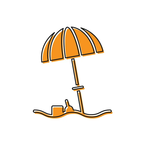 Parapluie Protection Solaire Orange Pour Icône Plage Isolé Sur Fond — Image vectorielle