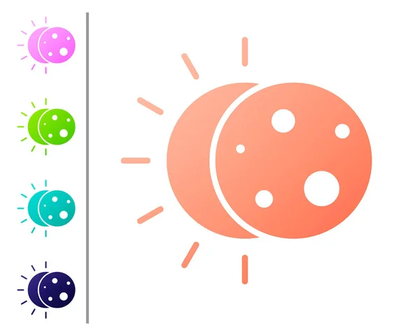 Koraalverduistering Van Het Zonneteken Geïsoleerd Witte Achtergrond Een Totale Sonar — Stockvector