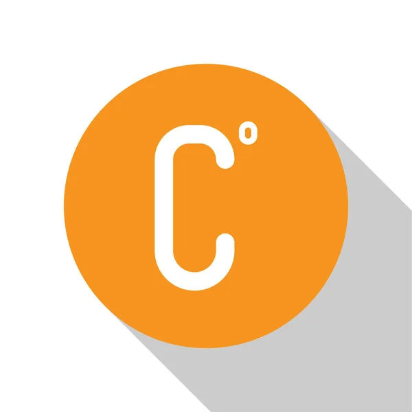Icône Celsius Blanche Isolée Sur Fond Blanc Bouton Rond Orange — Image vectorielle
