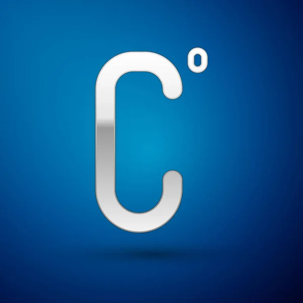 Icône Celsius Argent Isolé Sur Fond Bleu Illustration Vectorielle — Image vectorielle