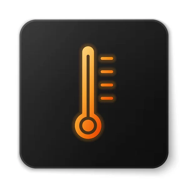 주황빛나는 온도계는 배경에 아이콘입니다 온도계는 덥거나 날씨를 줍니다 사기적 — 스톡 벡터