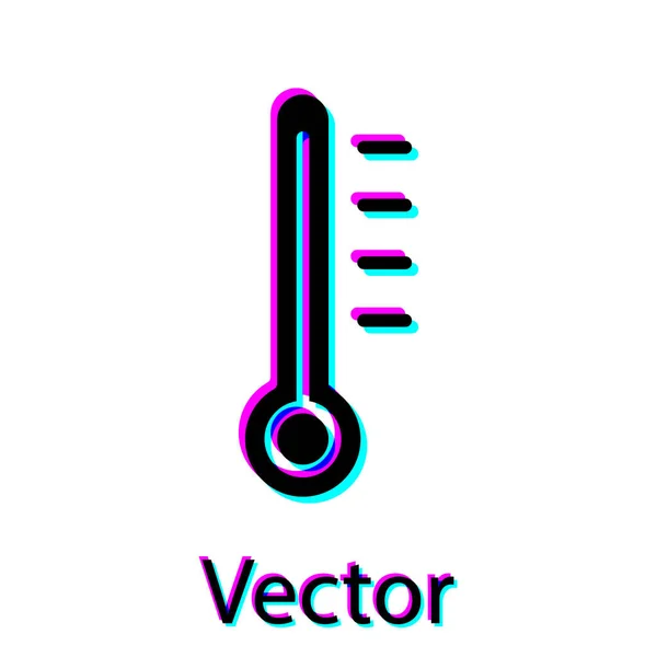 Termometro Meteorologia Nera Icona Misurazione Isolato Sfondo Bianco Apparecchiatura Termometrica — Vettoriale Stock