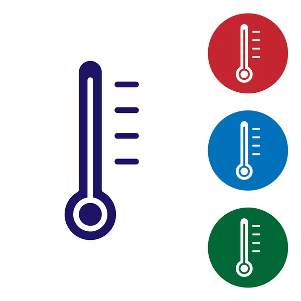 Thermomètre Météorologique Bleu Mesure Icône Isolé Sur Fond Blanc Équipement — Image vectorielle