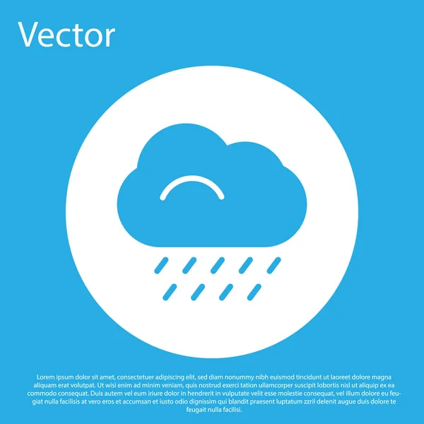 Blaue Wolke Mit Regensymbol Auf Blauem Hintergrund Regenwolken Mit Regentropfen — Stockvektor