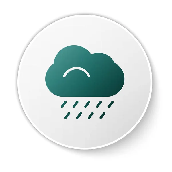 Green Cloud Ikonou Deště Izolované Bílém Pozadí Déšť Mraky Srážek — Stockový vektor