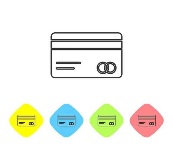 Šedá Čára Kreditní Karta Ikona Izolované Bílém Pozadí Online Platba — Stockový vektor