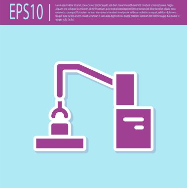 Retro mor endüstriyel robot robot kol fabrikası ikonu turkuaz arka planda izole edildi. Endüstriyel robot manipülatörü. Vektör.