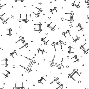 Siyah hat Router ve wi-fi sinyal simgesi beyaz arkaplanda izole edilmiş pürüzsüz desen. Kablosuz ethernet modem yönlendirici. Bilgisayar teknolojisi interneti. Vektör.