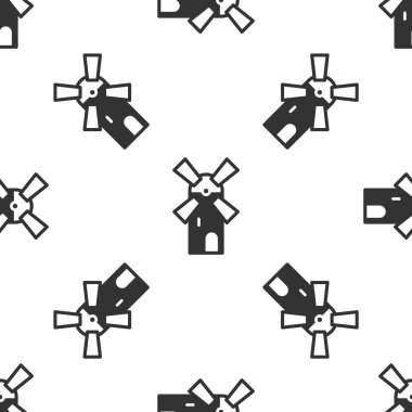 Gri yel değirmeni ikonu beyaz arka planda izole edilmiş kusursuz desen. Vektör.