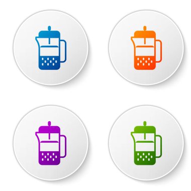 Beyaz arkaplanda izole edilmiş renkli Fransız basın simgesi. Simgeleri daire düğmelerine ayır. Vektör.