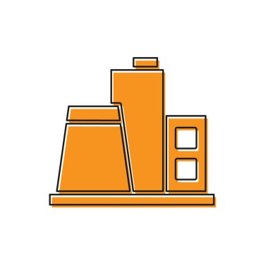Turuncu Fabrika simgesi beyaz arkaplanda izole edildi. Endüstriyel bina. Vektör.