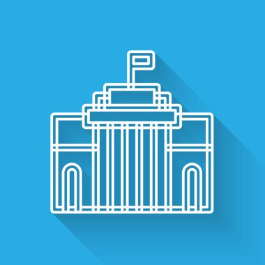 Beyaz çizgi Prado müzesi ikonu uzun gölgeli izole edilmiş. Madrid, İspanya. Vektör.