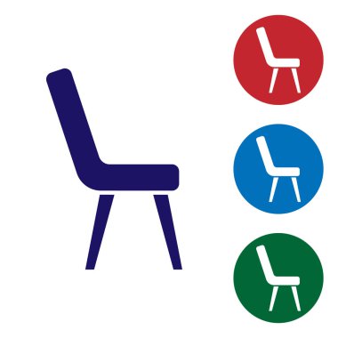 Mavi Kol Koltuğu simgesi beyaz arkaplanda izole edildi. Renkli kare düğmelerle simgeleri ayarla. Vektör.