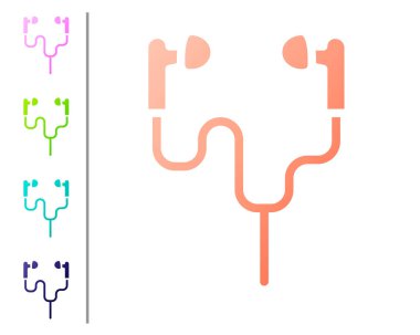 Coral Air kulaklık simgesi beyaz arka planda izole edildi. Kulaklıklar için kablosuz cihaz. Elektronik cihazlar. Renk simgelerini ayarla. Vektör.