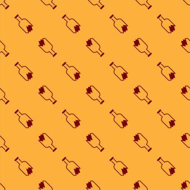 Silah simgesi olarak kırmızı şişe kahverengi arka planda izole edilmiş. Vektör.