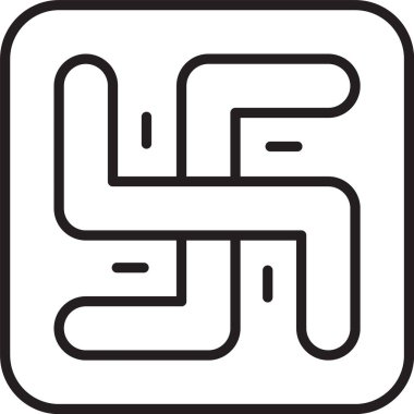 Siyah çizgi Hindu gamalı haç dini simgesi beyaz arka planda izole edilmiş. Vektör.