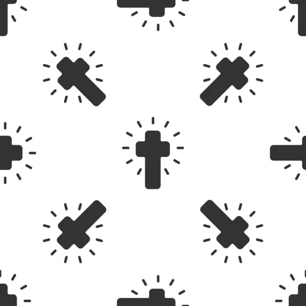 灰色基督教交叉图标在白色背景上隔离无缝图案 教堂十字架 — 图库矢量图片