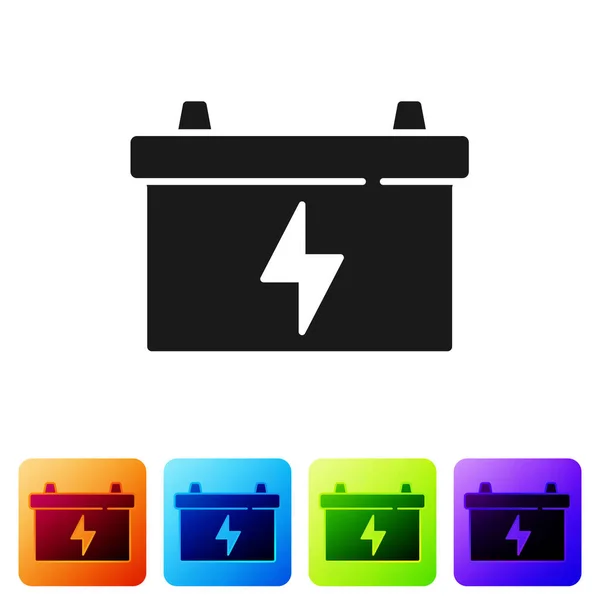 Black Car Battery Icon Isolated White Background Accumulator Battery Energy — Stock Vector