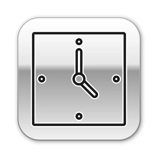 Black Line Clock Icon Isolated White Background Time Symbol Silver — Stock Vector