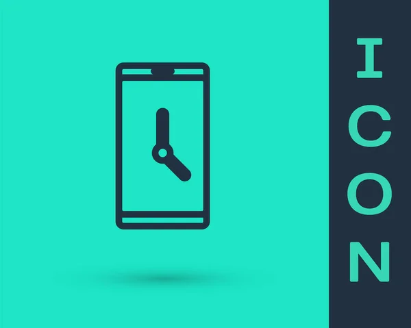 Sort Linje Alarm App Smartphone Interface Ikon Isoleret Grøn Baggrund – Stock-vektor