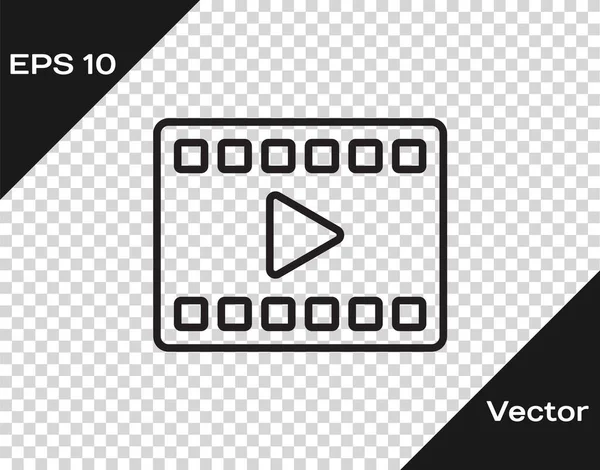 Schwarze Linie Abspielen Video Symbol Isoliert Auf Transparentem Hintergrund Filmstreifen — Stockvektor