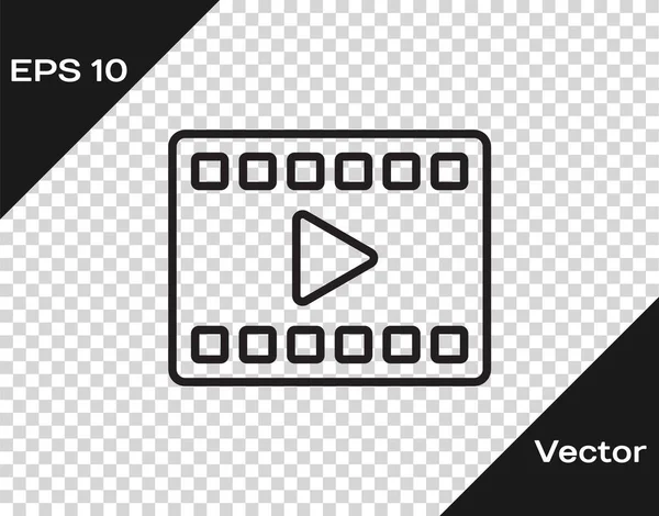Línea Negra Reproducir Icono Vídeo Aislado Sobre Fondo Transparente Película — Archivo Imágenes Vectoriales