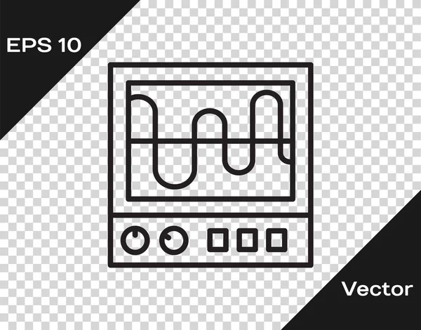 Ligne Noire Icône Onde Signal Mesure Oscilloscope Isolé Sur Fond — Image vectorielle