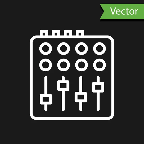 Белая Линия Звуковая Иконка Micontrol Выделена Черном Фоне Кнопки Слайдера — стоковый вектор
