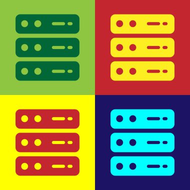Pop Art Server, Data, Web sunucu simgesi renk arkaplanında izole edildi. Vektör.