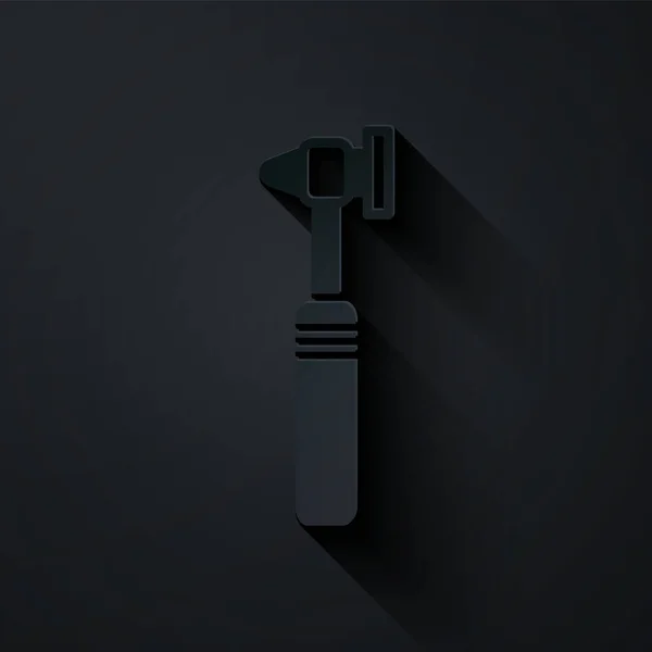 Papiergeschnittenes Medizinisches Otoskop Werkzeugsymbol Isoliert Auf Schwarzem Hintergrund Medizinisches Instrument — Stockvektor