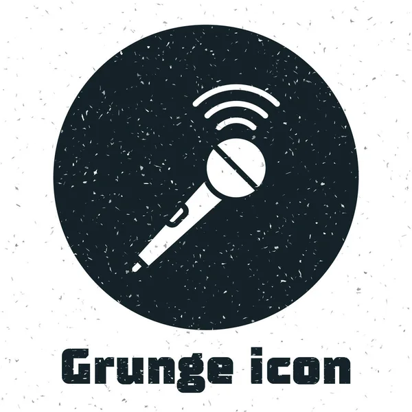 Grunge Icono Micrófono Inalámbrico Aislado Sobre Fondo Blanco Micrófono Radio — Vector de stock